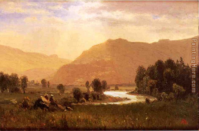 Albert Bierstadt Figures in a Hudson River Landscape